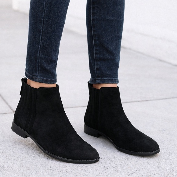 Eileen Fisher Shoes - Eileen Fisher Rich Black Suede Ankle Booties Minimalist Chelsea Boot 8 1/2